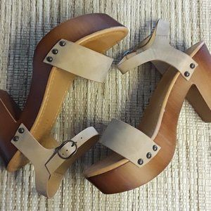 Steve Madden Wood Block High Heels Studds Sz 7.5